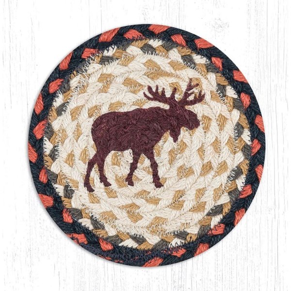 Capitol Importing Co 7 in. Jute Round Moose Large Coaster 79-019M